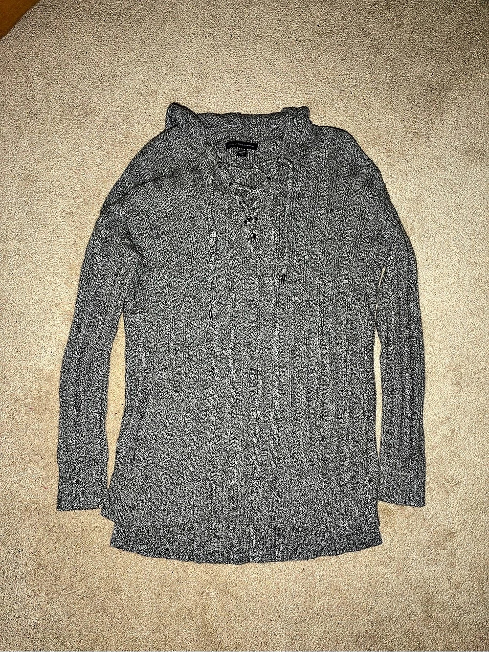 American Eagle Outfitters Gray Knit Hooded Sweater Size Small